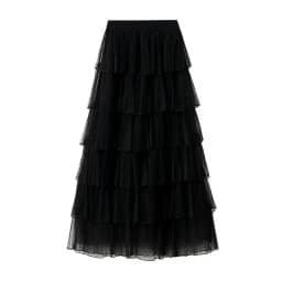 New Summer Korean Mesh Half Body MIDI Skirt Spring and Autumn Super Fairy Layered Cake Skirt Women's Knee Long Beach Skirt