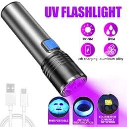 3W Mini USB Rechargeable 365/395nm Blacklight UV Flashlight Ultraviolet Torch Cat Dog Urine Scorpion Tinea Money Detector Lamp