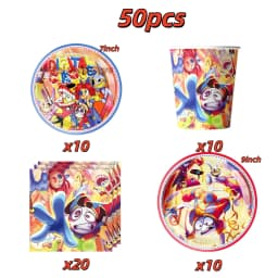New The Amazing Birthday Party Decorations Digitaled Circus Tableware Set Plates Banner Tablecloth for Baby Shower Supplie Gifts