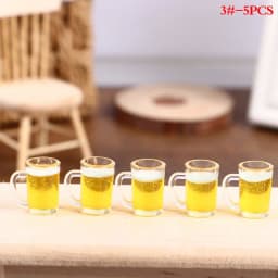 5Pcs/set Dollhouse Miniature Wine Cup Beer Mug Wine Bottle Model 1:12 Mini Furniture House Decor Toy-Toy