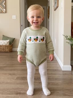 Duck Embroidery Boy Fall Romper Striped Sleeve-Striped Baby-Boy-Fall Romper Embroidery-Long-Sleeve Romper Adorable Duck