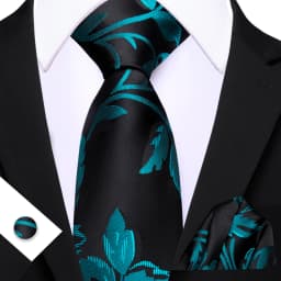 Barry.Wang Jacquard Water Duck Blue Men's Tie With Pocket Square Cufflinks Set Exquisiet Necktie For Male Wedding Business