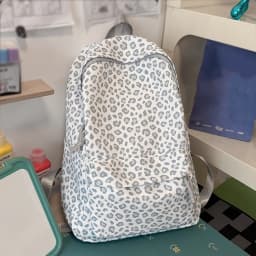 Leopard Print Backpack Casual Daypack Leopard Pattern Multi Pocket Soft Nylon Rucksack for Daily Stroll Weekend Outing Street Sh