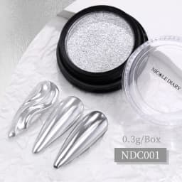 NICOLE DIARY Moonlight Mirror Nail Powder Aurora Silver Glitter Metallic Effect UV Gel Polish Pigment Chrome DIY Nail Decoration