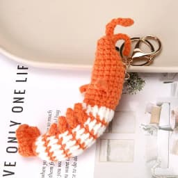 Cute Shrimp Charm Bag Pendant Cartoon Mini Hand Knitted Keyring Lovely Pendant Couple Keychain Bag Accessories