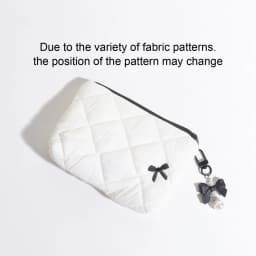 Quilted Bow Makeup Bag, Portable Travel Pouch for Lipstick, Earphones, and Small Items, Exquisite Handheld Clutch