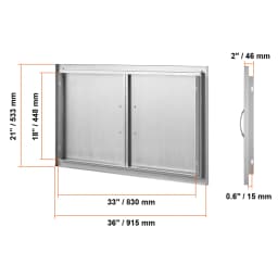 SucceBuy BBQ Access Door Double Outdoor Kitchen Stainless Steel Flush Mount Door for BBQ Island Grilling Station Outside Cabinet