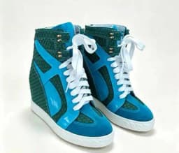 Two-Tone Snake Print Wedge High Top Sneakers Women Genuine Leather Lace Up Hidden Wedge Ankle Boots Platform Casual Shoes Lady
