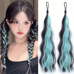 2PCS Natural wave synthetic pair of curly ponytail wig women's ponytail extension extension red blue green highlighting wig