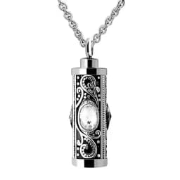 Crystal Cremation Urn Necklace for Ashes Keepsake Cremation Jewelry for Human Ashes Stainless Steel Memorial Pendant with Flower