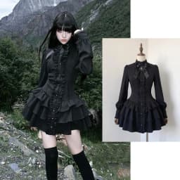 Gothic Punk Dress Ruffle Flare Sleeve Bow Front Tiered Mini Dress American 2000s Vintage Goth Style Women Casual Streetwear 2026