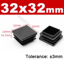 Black Square Pipe Tube Cap Plastic Tubing End Cover Glide Insert Blanking End Plugs Bung 10/13/15/16/18/19/20//22/23/25/28-200mm