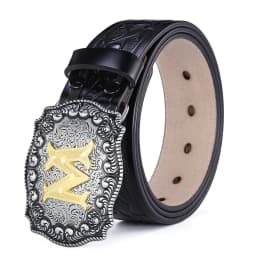 Western Belt Men Genuine Leather Belts for Men Women Cowboy Cowgirl Big Letters Buckle Gold Male Belts Long Black Brown Quality
