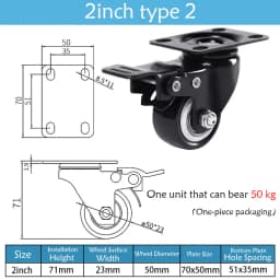 1.5-5 Inch Polyurethane Swivel Caster M6/M8-M12 Screw For Furniture Wheel Caster Wheels 360° Caster Wheel Industrial With Brake