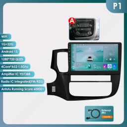 Hizpo 2 Din Android 13 For Mitsubishi Outlander 3 2012-2018 Car Multimedia Player Stereo CarPlay Navigation GPS Octa Core 7862