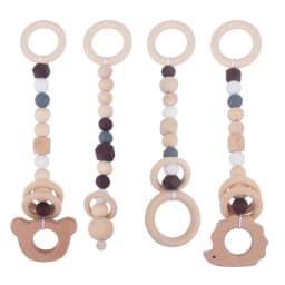 4 Pcs Beech Wood Baby Play Gym Frame Newborn Activity Fitness Rack Hanging Pendants Toys Crochet Rattle Teether Kids Room Decor