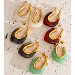 Yhpup New Arrivals Multi-Color Resin Round Square Geometric Earrings for Women Autumn Winter Style Daily Wear Fashion Jewelry