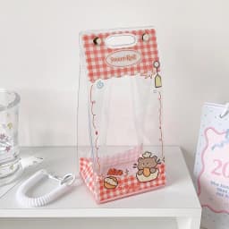 For 10cm 15cm Plush Dolls Storage Kawaii Clear PVC Doll Display Bag Cute Cartoon Prints Dust Proof Pouch Pendant