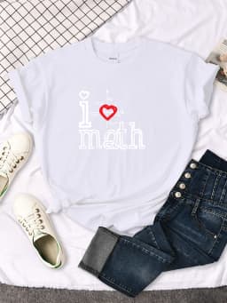 T-Shirts Women's I Love Math Letter Pattern Printed T-Shirt Women Casual Tees Oversize Soft Female t-Shirt Japan Style Tops
