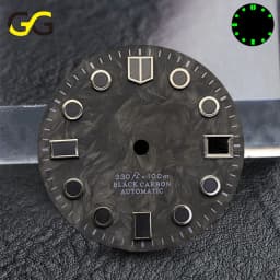 28.5mm Carbon Fiber Texture Watch Dial BGW9 C3 Hands Luminous Date Window Dial For NH34 NH35 2824 Movement Watch Accessories
