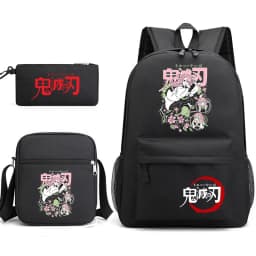 Demon Slayer Anime Print School Backpack Set 3Pcs with Shoulder Bag Pencil Case for Boys Girls