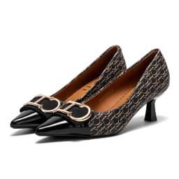 CHCH Women's Pumps Simple Retro Letter Printed Women's Shoes for Business Commute