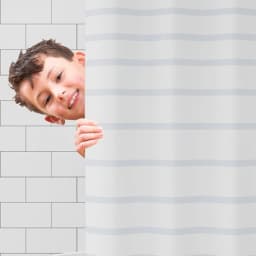 Shower Curtains White Stripe Simple Modern Style Curtain for Bathroom Water Resistant PEVA Fabric with Hooks 200cm Farmhouse