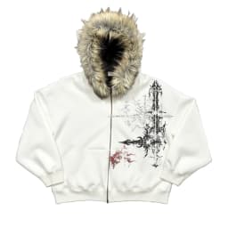 Y2k Gothic elements creative imitation plush thick warm fur collar hooded sweater lazy cardigan plush couple emo jacket