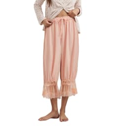 Women's Y2K Loose Fit Bloomers Cropped Pants Drawstring High Waist Floral Lace Patchwork Calf-Length Lantern Trousers