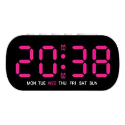 Digital Alarm Clock USB Powered Temperature Date Week Dual Alarm Night Mode Snooze Clock 5 Levels of Brightness 12/24H LED Clock