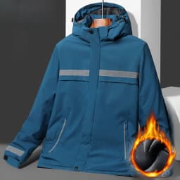 High-Speed Reflective Thickened Cotton Jacket Men's Fleece-Lined Printed Workwear Winter Outdoor Style Removable Hat Business...