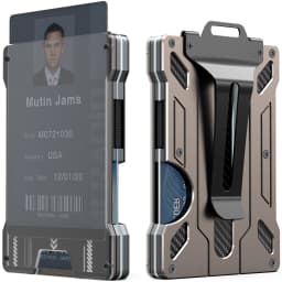 Men's Slim Aluminum RFID Wallet - 15 Card Capacity with Metal Money Clip + Clear ID Window, Anti-Theft Minimalist Design