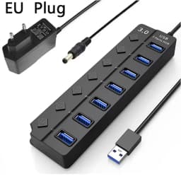 USB HUB 3.0 USB 2.0 Hub Multi USB Splitter Hub Use Power Adapter 4/7 Port Multiple Expander USB 3.0 Hub with Switch 30CM Cable