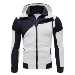 Men's Hoodies Jacket Slim Fit Hooded Zipper Patchwork Coats Man Solid Thicken Warm Sweatshirt Men's Casual Outdoor Clothing Tops