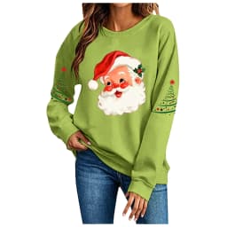Cute Women's Christmas Santa Long Sleeve Sweatshirt Without Hat Fall Fashion