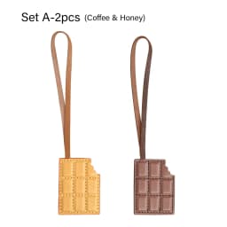 CRAZYSMITH Genuine Leather Chocolate Bag Charm, Italian Full-Grain Cowhide Purse Charms Luxury Gifts for LV Bag Accessories Cute