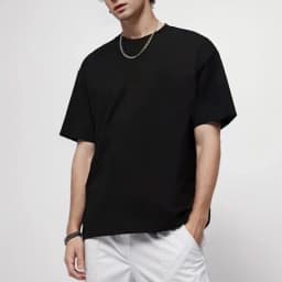 220gsm Heavy Plus Size Plain T-Shirt for Men Summer Quality Short Sleeve Tee Cotton Solid Color Trendy Casual White Black Top