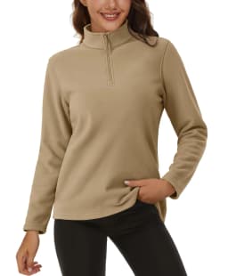 TACVASEN Stand Collar 1/4 Zip Fleece Pullover Womens Outdoor Sports Casual Tops Autumn Winter Lightweight Soft Warm Sweatshirt