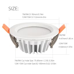 Waterproof LED Ceiling IP65 Fully Sealed 5W 7W 9W 12W 15W Recessed LED Lamp Spot Light White Shell AC85-265V