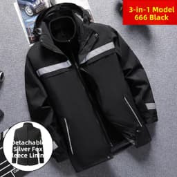 High-Speed Reflective Thickened Cotton Jacket Men's Fleece-Lined Printed Workwear Winter Outdoor Style Removable Hat Business...