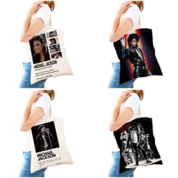 Michael Jackson Lady Shopping Bags Double Print Super Star Women Shopper Tote Bag Lightweight Album Girl Shop Satchel