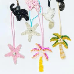New Coconut Tree Applique Patch Crystal Starfish Sequin Handmade Beaded Clothing Sew On Patches Hanging Rope Keyring Bag Pendant