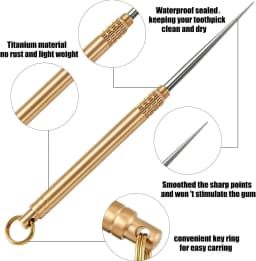 Portable Titanium Alloy Toothpick Brass Creative Combination Stainless Steel Portable Toothpick Fruit Toothpick Outdoor Tool