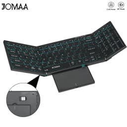 JOMAA Portable 98 Key Folding Travel Keypad with LED Backlit,Rechargeable Bluetooth&2.4G Wireless Touchpad Keyboard for Win/Mac