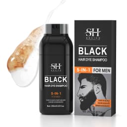 SEVICH 5 In1 Men's Black Hair & Beard Dye Shampoo Instant Gray Coverage Pure Plant-Based Instant Hair Dye Cream Beard Hair Care