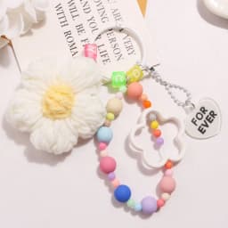Colorful Bag Pendant Keychain Handmade Knitted Five-petaled Flowers Handbag Charm Acrylic Purse Decoration Attractive Keyring