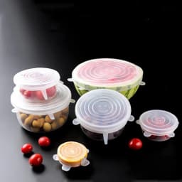 6 Pcs Silicone Cover Stretch Lids for Kitchen Microwave Food Covers Bowl Caps Elastic Silicone Lid Cap Universal Adaptable Lids