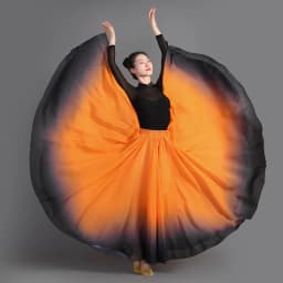 Women's 360-720 Degrees Big-hem Dance Skirts Gradient Color Chiffon Maxi Skirts Elastic-waist Elegant Square Dance A-line Skirts