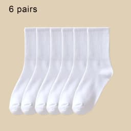 5/6/10 Pairs Women's Mid Socks Solid Color Breathable Comfortable In Autumn Winter Absorbing High-Quality Casual Socks Sports