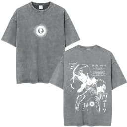 Vintage Washed Anime Death Note Misa Amane Print T Shirts Men Women Clothing Cotton Casual T-shirt Fashion Short Sleeve T-shirts